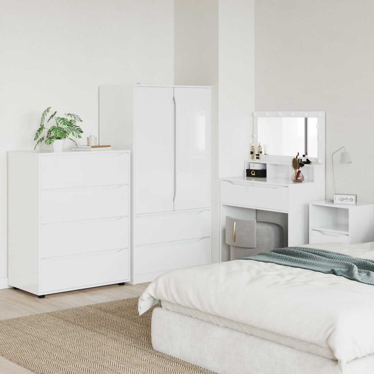 Storage Cabinets 80 x 48 x 105 cm Engineered Wood Depth 48 cm Height 105 cm Width 80 cm High gloss white