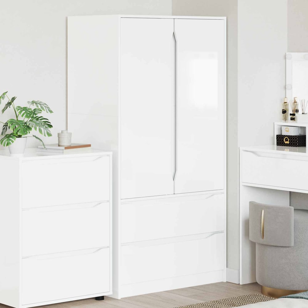 vidaXL Wardrobe High Gloss White 79.5 x 49 x 156 cm 1