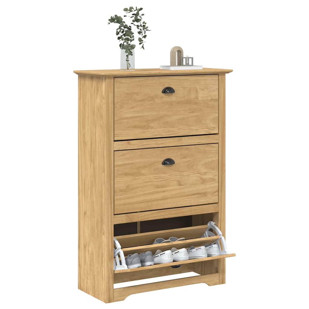 vidaXL Shoe Rack BODO 80 x 35 x 118 cm Engineered Wood Honey Brown 3