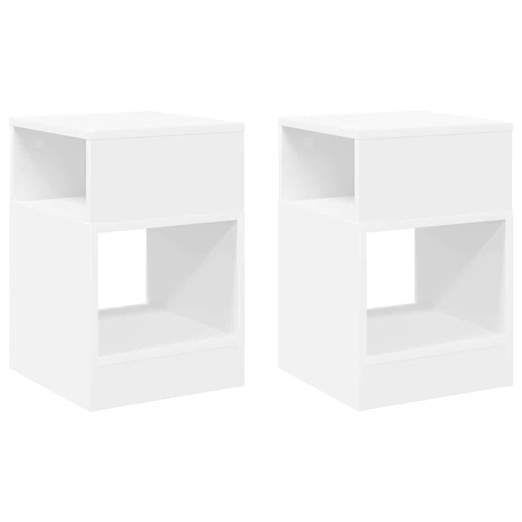 vidaXL End Table 2 pcs White 30.5 x 30 x 45 cm Engineered Wood 2