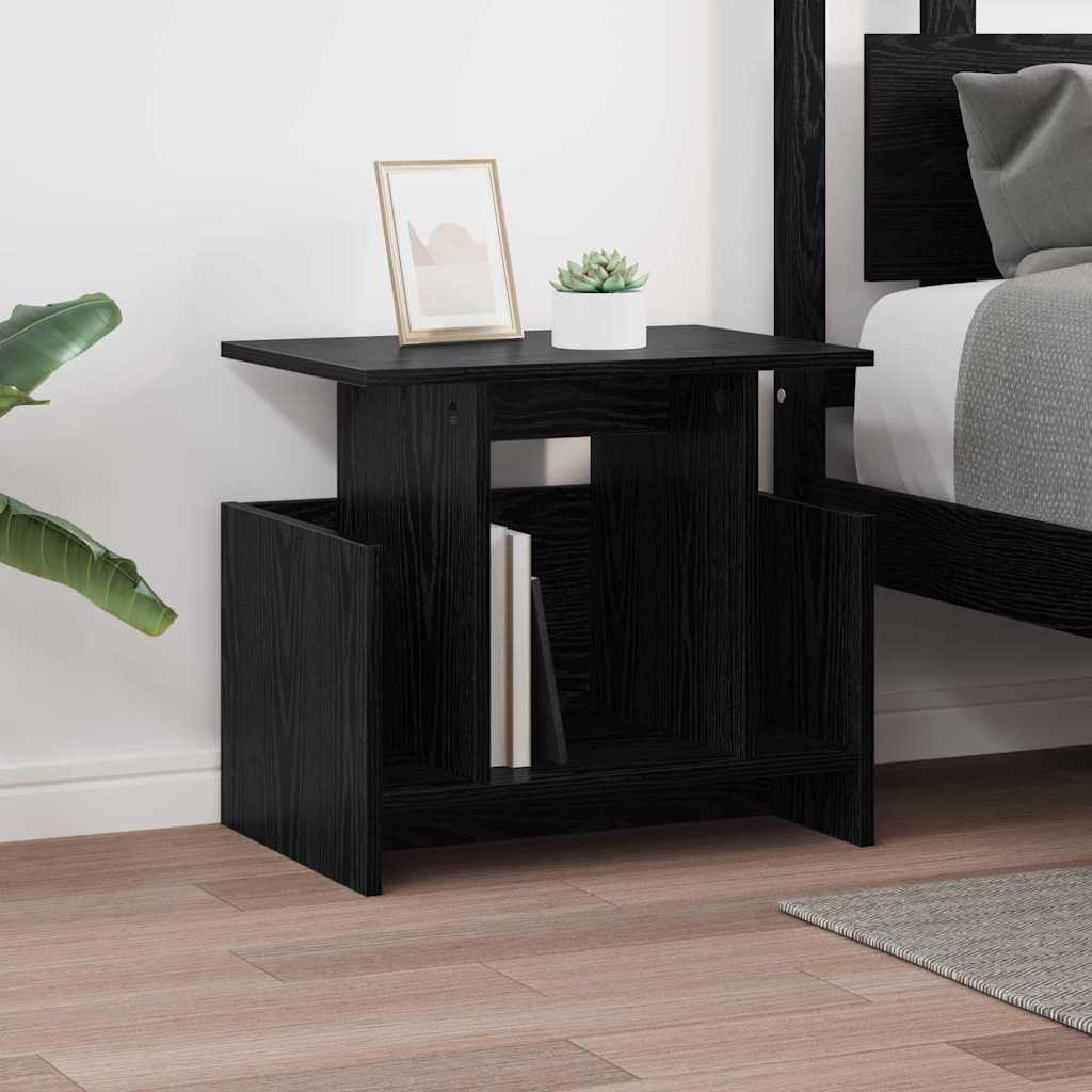 vidaXL TV Stand 50 x 35 x 45 cm Black Oak Engineered Wood 4