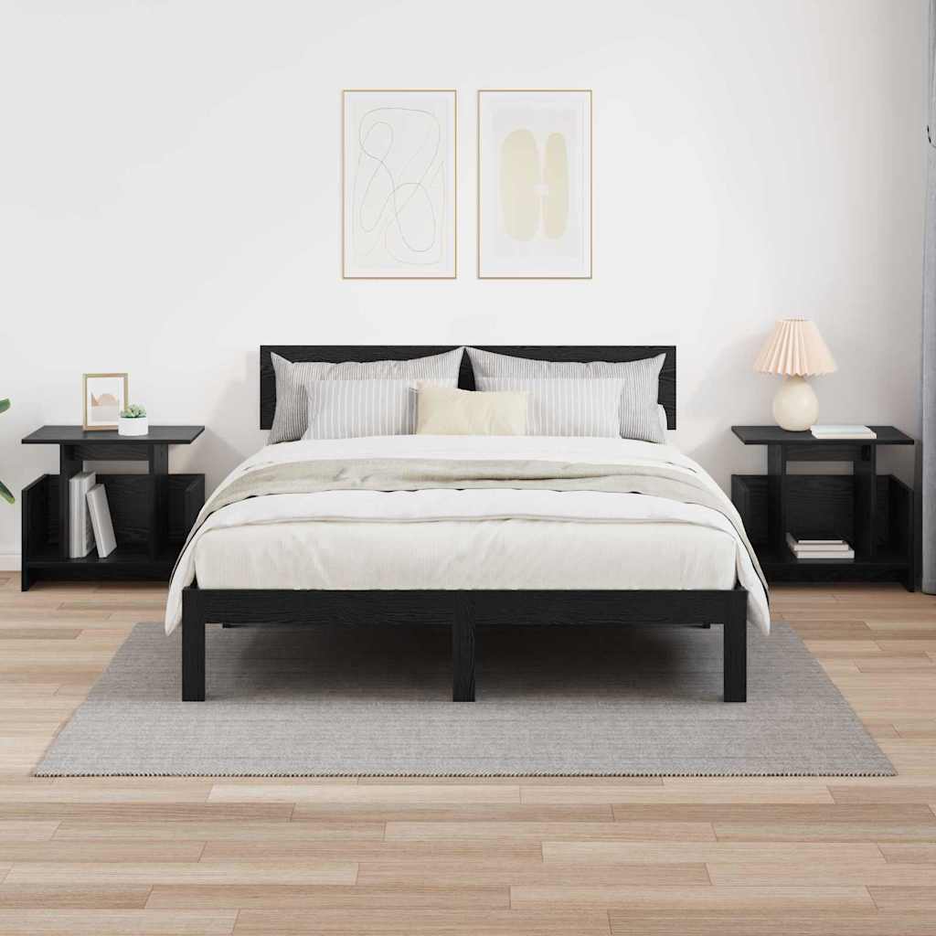 vidaXL TV Stand 2 pcs Black Oak Engineered Wood 4