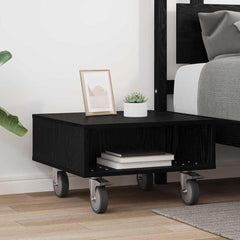vidaXL Side Table with Wheels Black Oak 50.5 x 50 x 30 cm 4