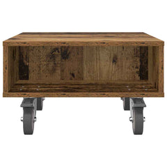vidaXL Side Table with Wheels Old Wood 50.5 x 50 x 30 cm 5