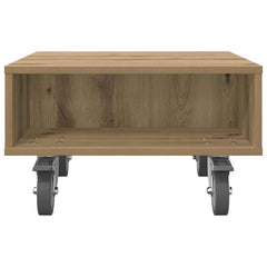 vidaXL Side Table with Wheels Artisan Oak 50.5 x 50 x 30 cm 5