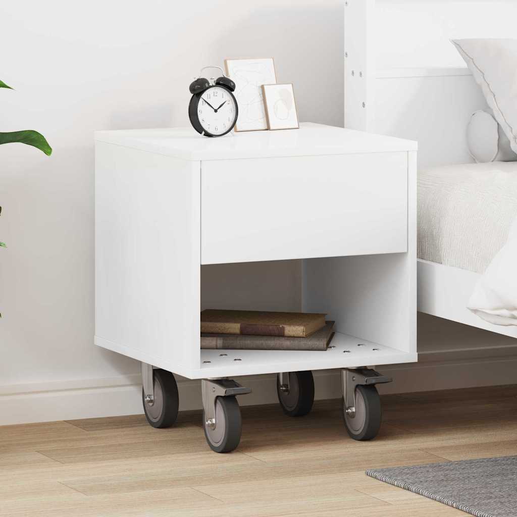 vidaXL Bedside Table White 40.5 x 40 x 48 cm Engineered Wood 1