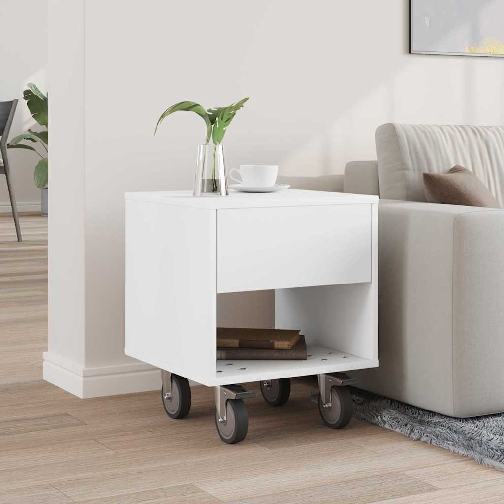 vidaXL Bedside Table White 40.5 x 40 x 48 cm Engineered Wood 4