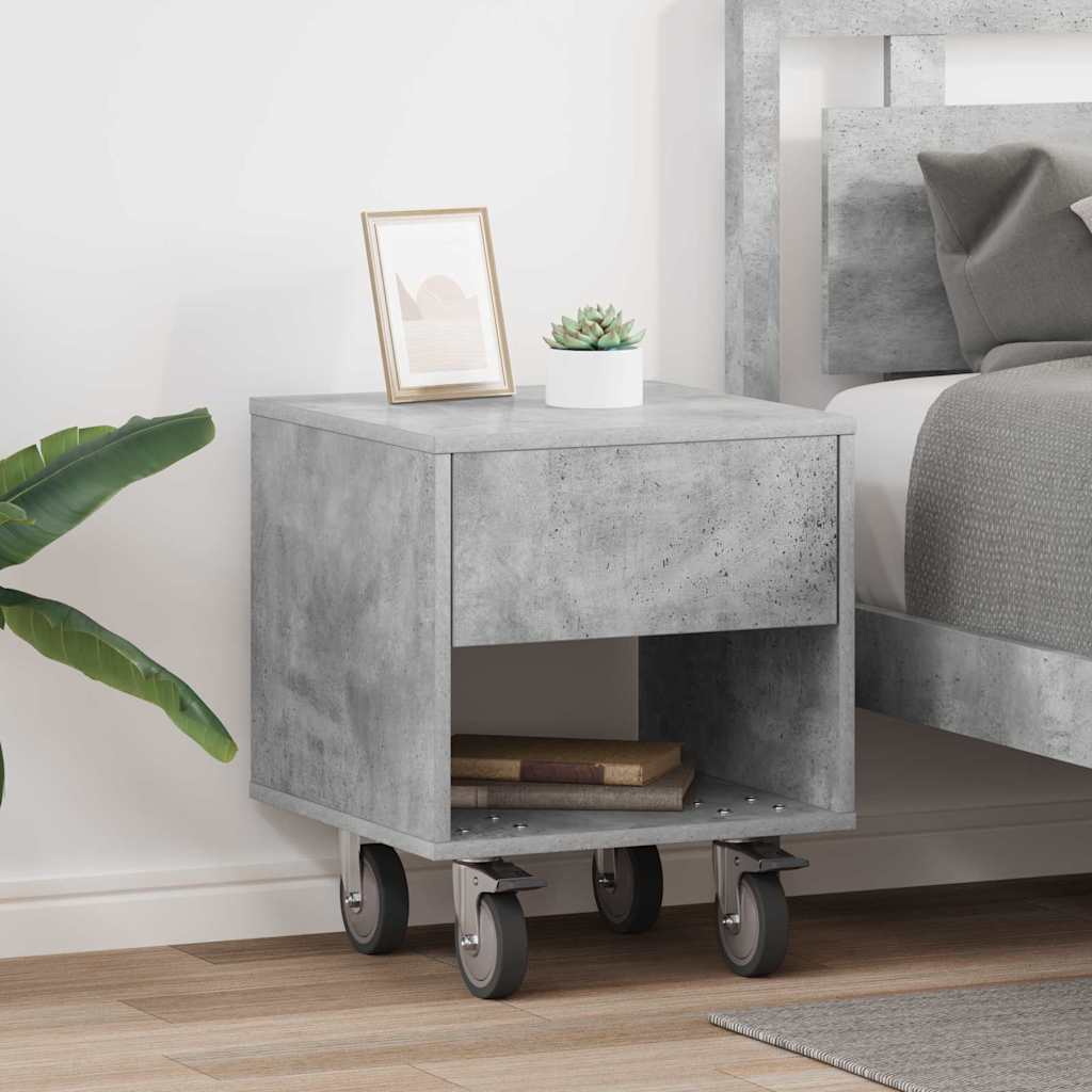 vidaXL Bedside Table 2 pcs Concrete Grey 40.5 x 40 x 48 cm 1