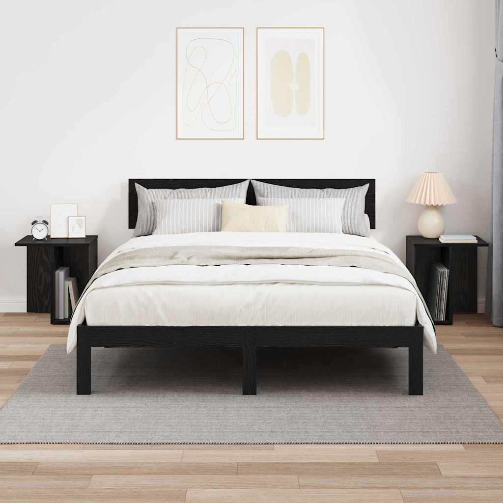 vidaXL End Table 2 pcs Black Oak 37 x 32 x 40 cm Engineered Wood 4