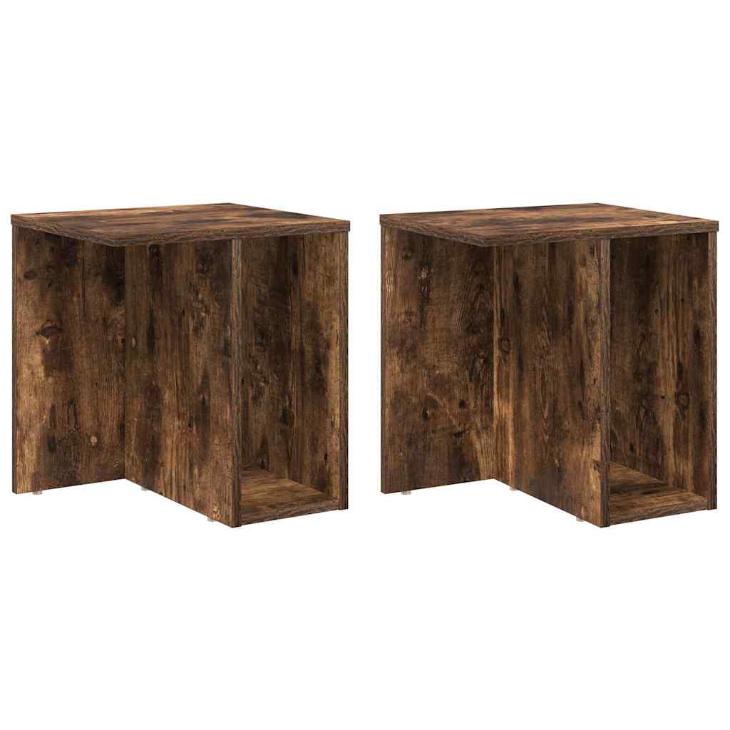 vidaXL End Table 2 pcs Smoked Oak 37 x 32 x 40 cm Engineered Wood 2
