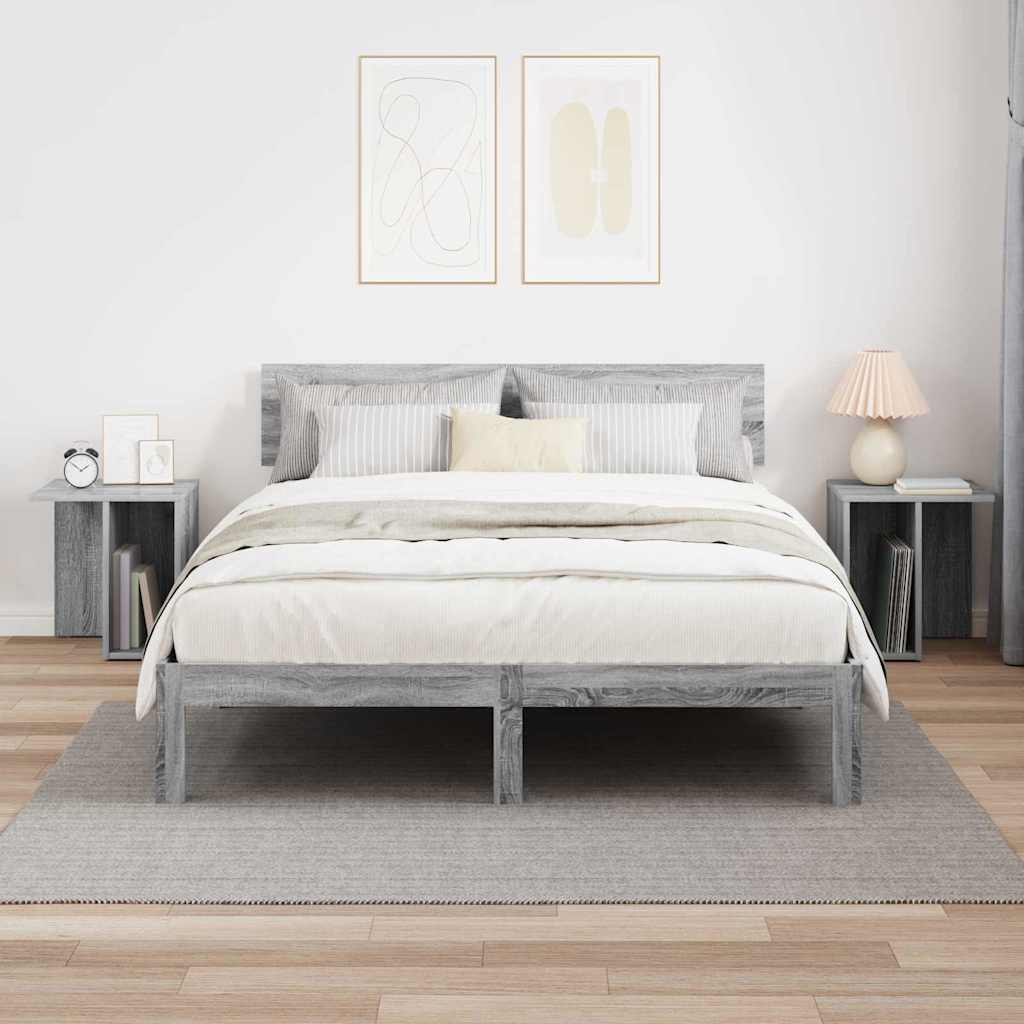 vidaXL End Table 2 pcs Grey Sonoma 37 x 32 x 40 cm Engineered Wood 4