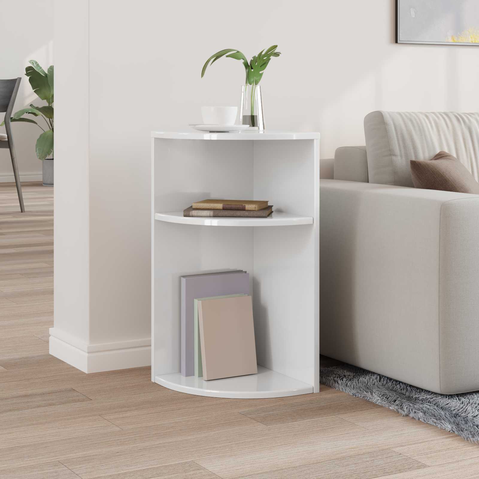 vidaXL End Table High Gloss White 29.6 x 29.6 x 60 cm Engineered Wood 4