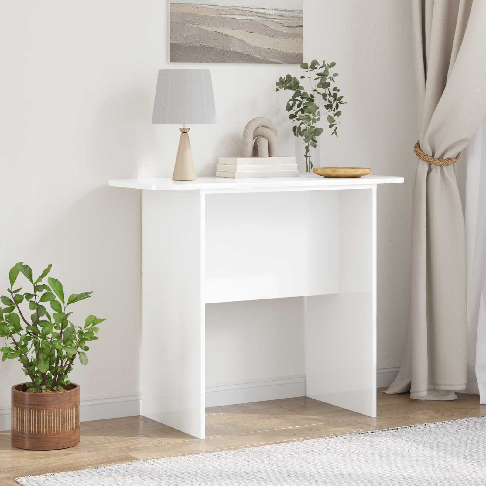 vidaXL Console Table High Gloss White 93 x 40 x 75 cm Engineered Wood 1