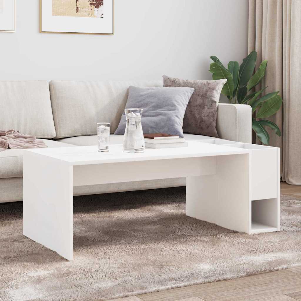 vidaXL Coffee Table White 101.5 x 50 x 37 cm Engineered Wood 4