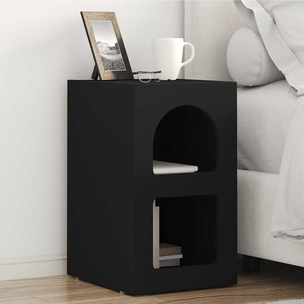 vidaXL Bedside Table ELST Black 29.5 x 33.5 x 50 cm Engineered Wood 1
