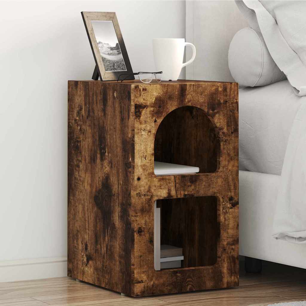vidaXL Bedside Table ELST Smoked Oak 29.5 x 33.5 x 50 cm 1