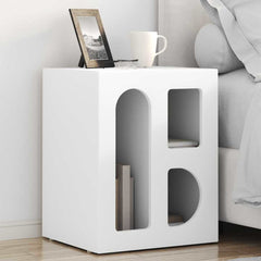 Bedside Table ELST 40 x 35 x 50 cm White 2