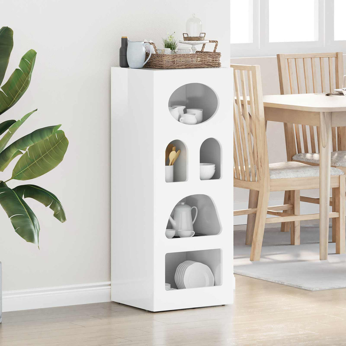 Sideboard ELST 40 x 35 x 100.5 cm Engineered Wood High gloss white