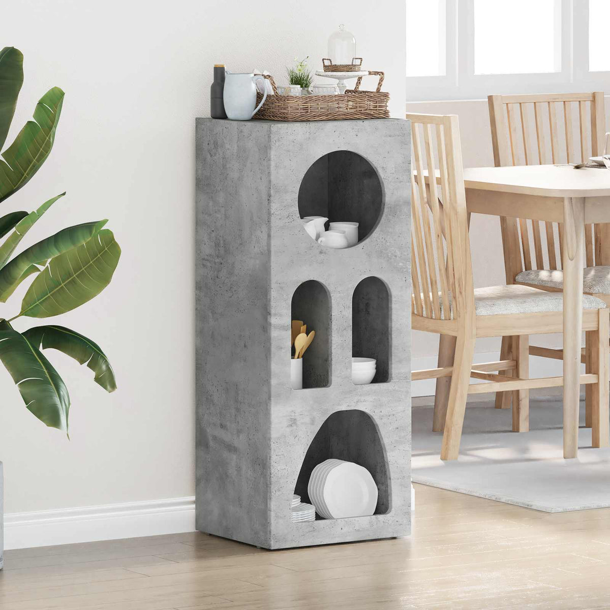 Sideboard ELST 40 x 35 x 100.5 cm Engineered Wood Concrete grey