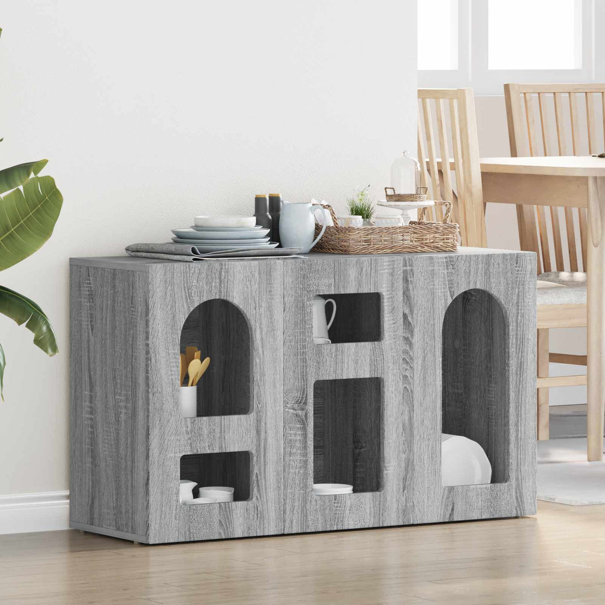 Sideboard ELST 100 x 35 x 59 cm Engineered Wood Grey sonoma
