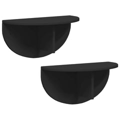 vidaXL Wall Shelf 2 pcs Black 48 x 24 x 24 cm Engineered Wood 2
