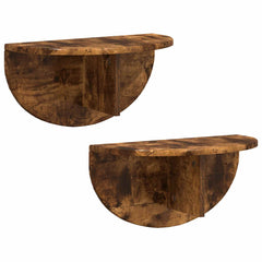 vidaXL Wall Shelf 2 pcs Smoked Oak 48 x 24 x 24 cm Engineered Wood 2
