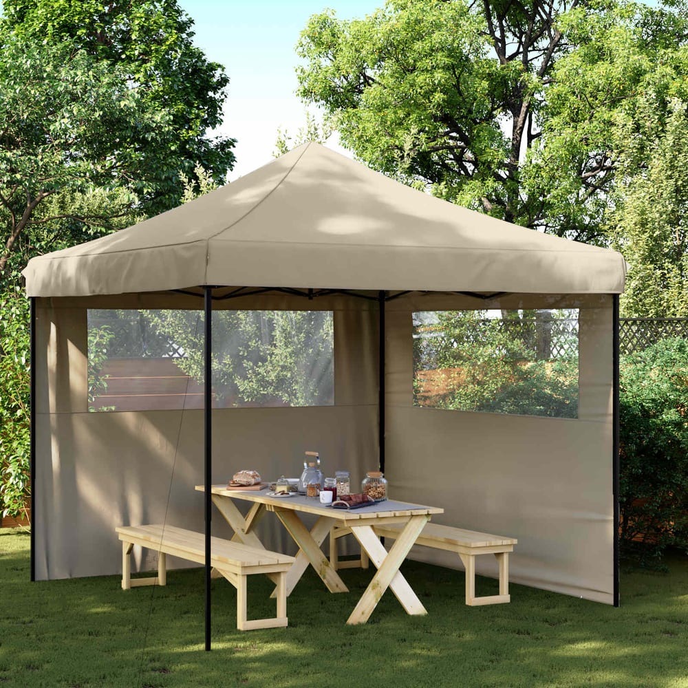 Party Tent 292 x 292 x 315 cm Oxford Fabric Yes with 2 Sidewalls Taupe