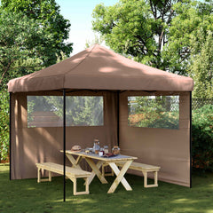 Party Tent 292 x 292 x 315 cm Oxford Fabric Yes with 2 Sidewalls Brown