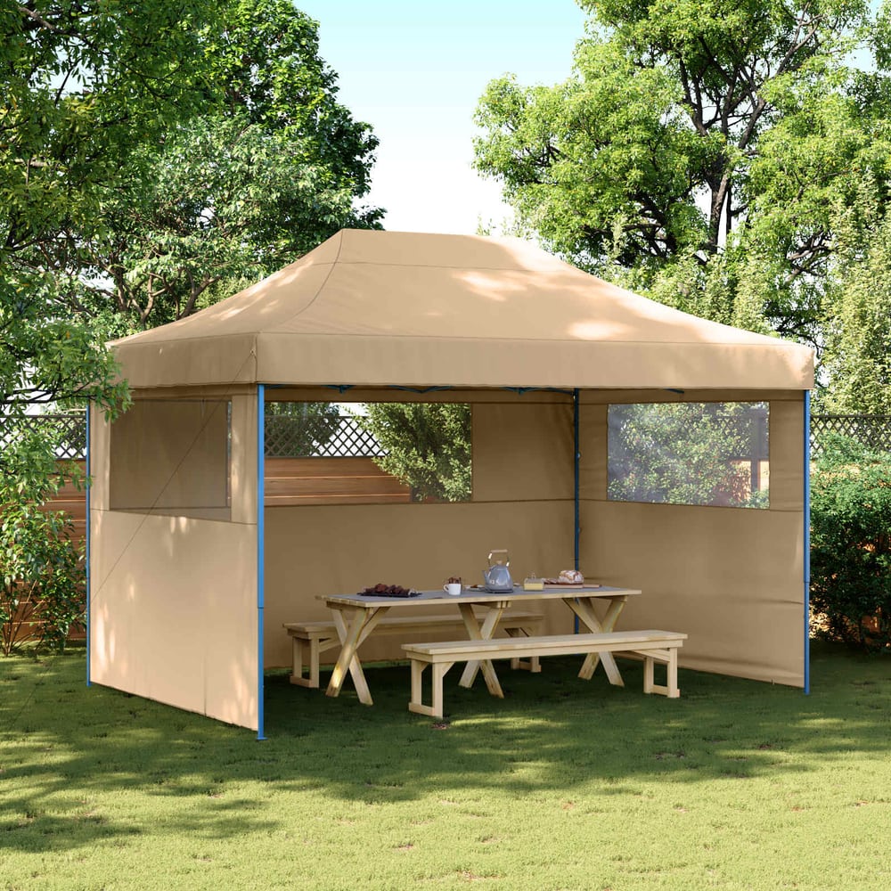 Party Tent 279 x 410 x 315 cm Oxford Fabric Yes with 2 Sidewalls Beige