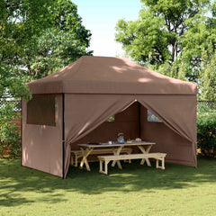Party Tent 279 x 410 x 315 cm Oxford Fabric Yes with 4 Sidewalls Brown