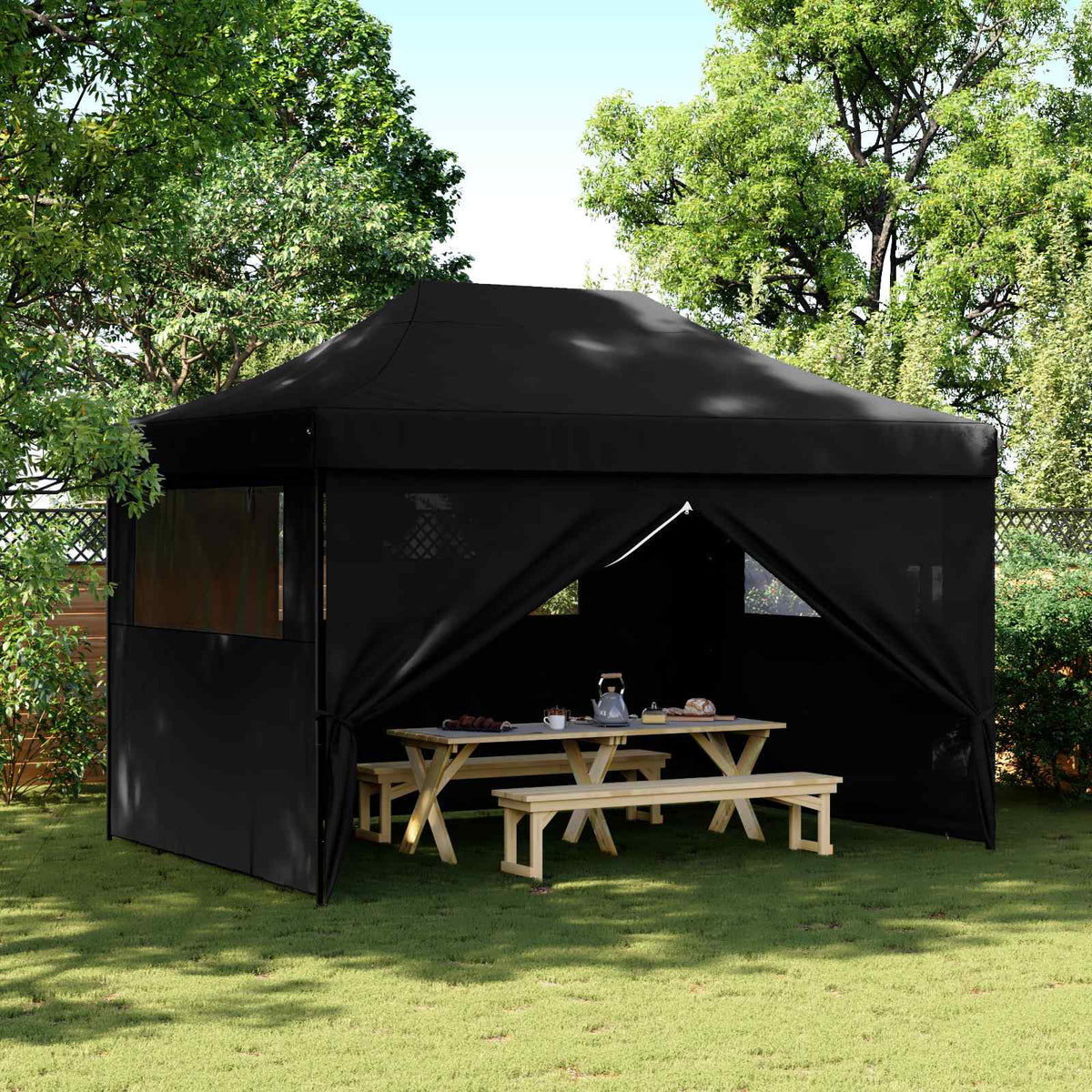 Party Tent 279 x 410 x 315 cm Oxford Fabric Yes with 4 Sidewalls Black