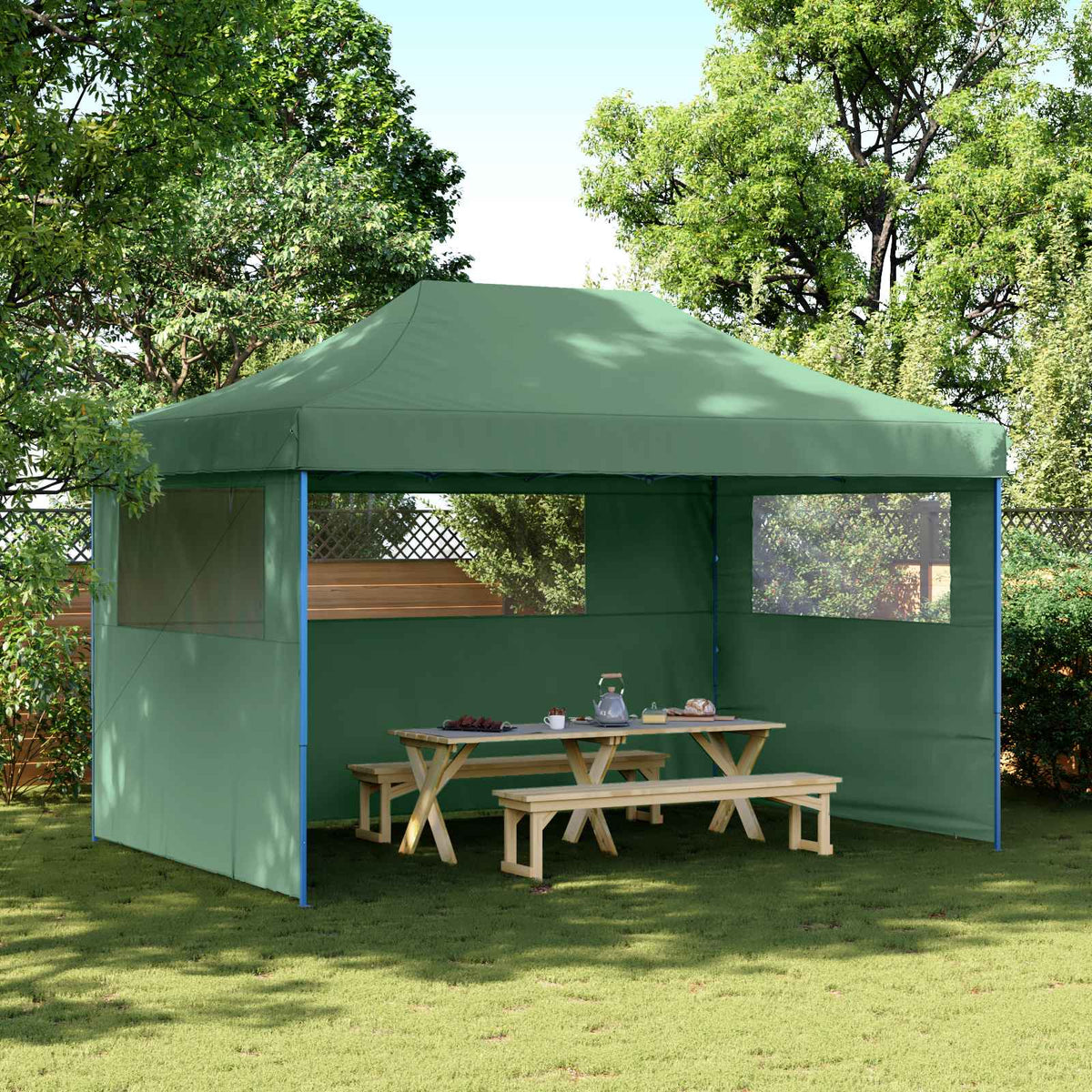 Party Tent 292 x 440 x 315 cm Oxford Fabric Yes with 2 Sidewalls Green