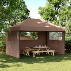 Party Tent 292 x 440 x 315 cm Oxford Fabric Yes with 2 Sidewalls Brown