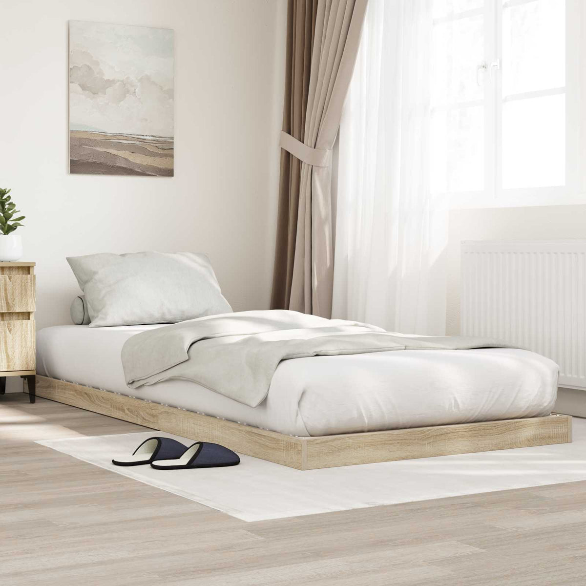vidaXL Floor Bed Frame Engineered Wood Length 190 cm