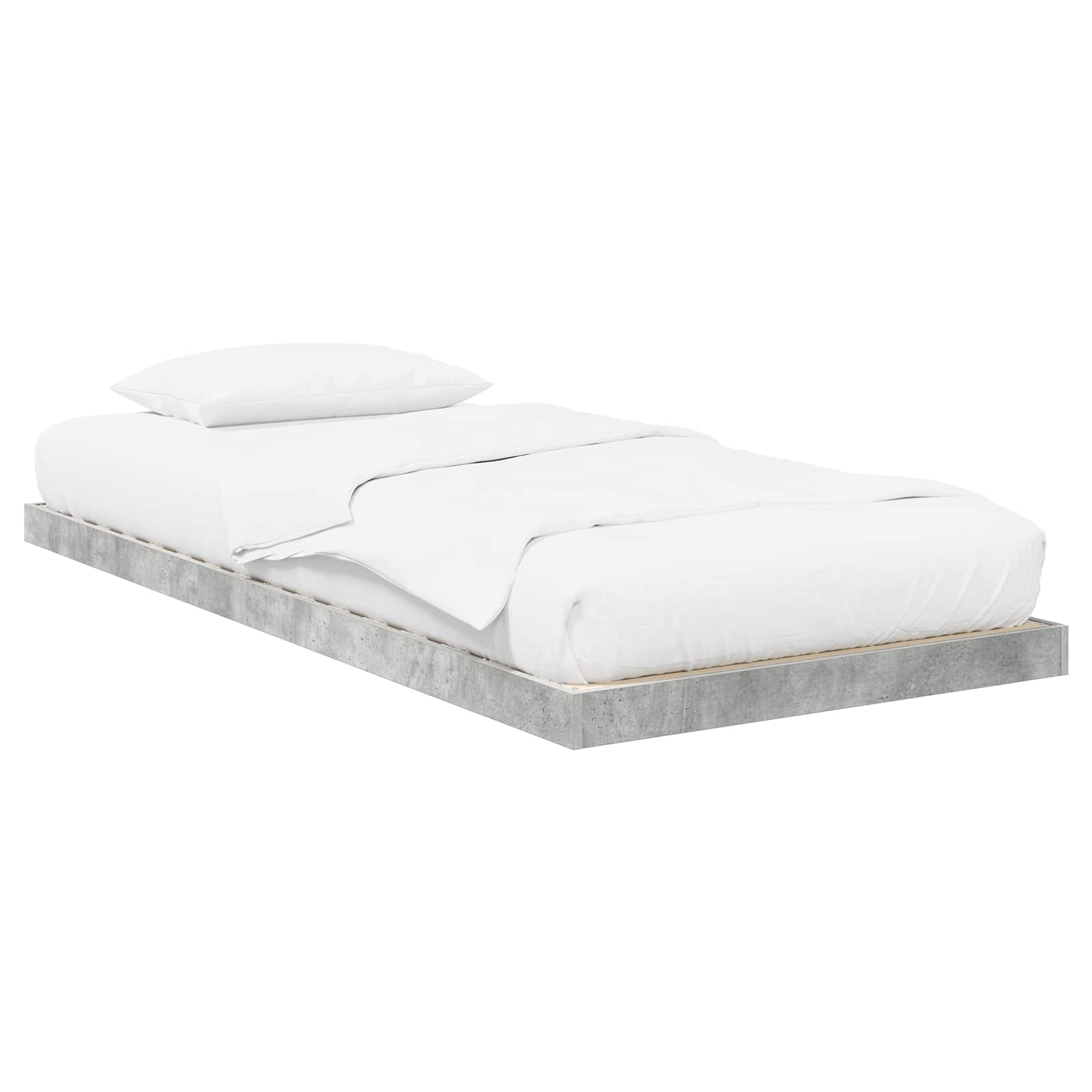 vidaXL Floor Bed Frame Concrete Grey 75 x 190 cm Engineered Wood 2
