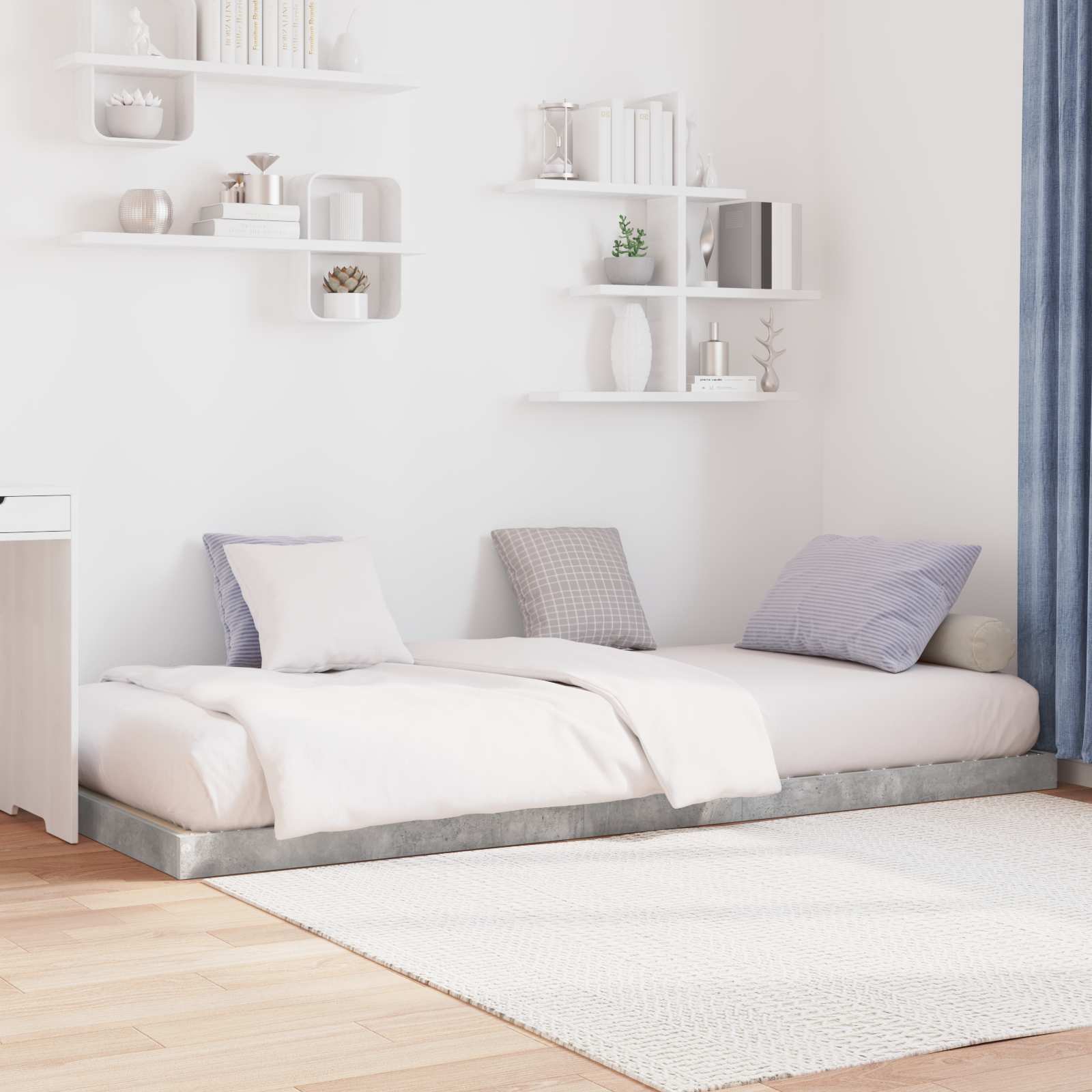 vidaXL Floor Bed Frame Concrete Grey 80 x 200 cm Engineered Wood 3
