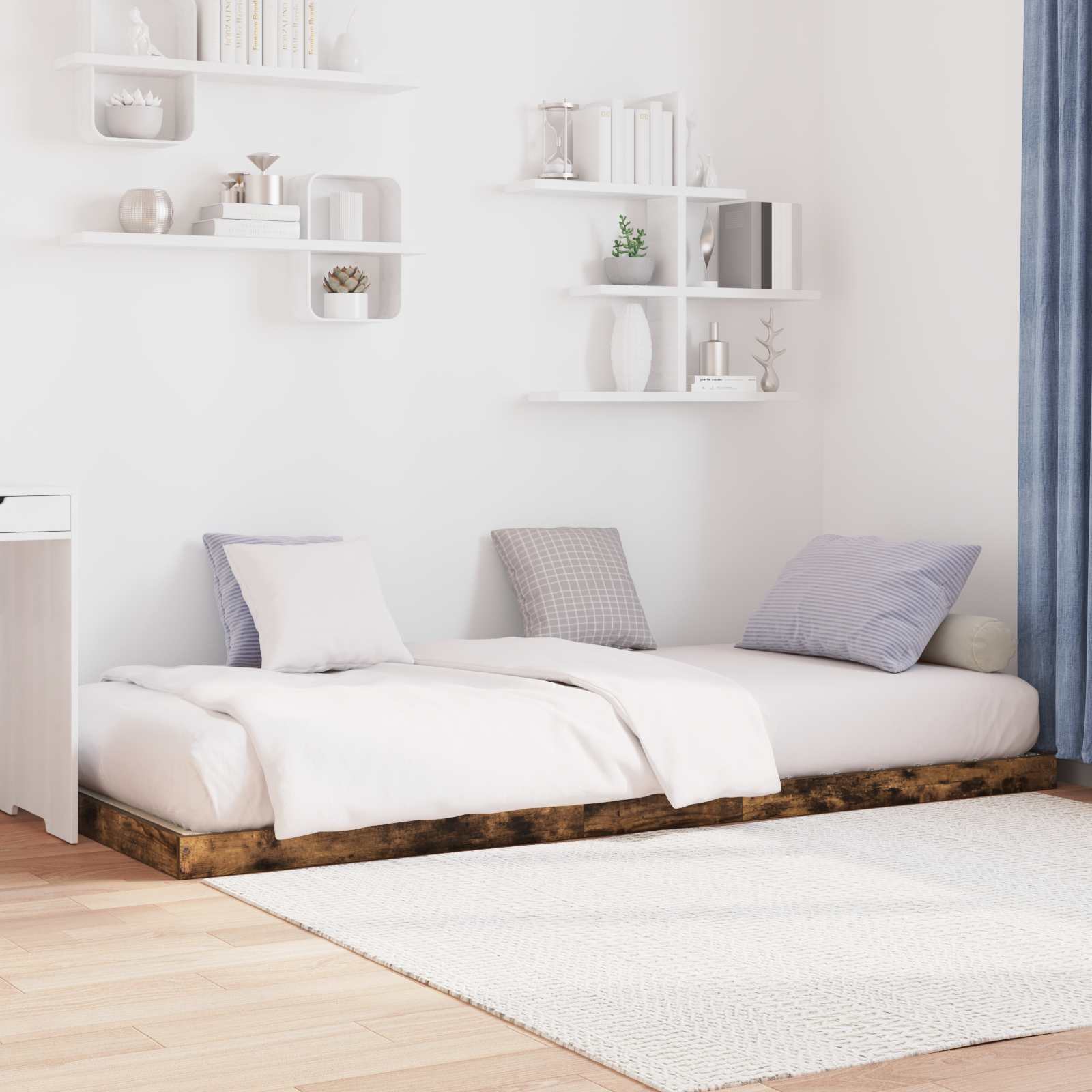 vidaXL Floor Bed Frame Smoked Oak 80 x 200 cm Engineered Wood 3