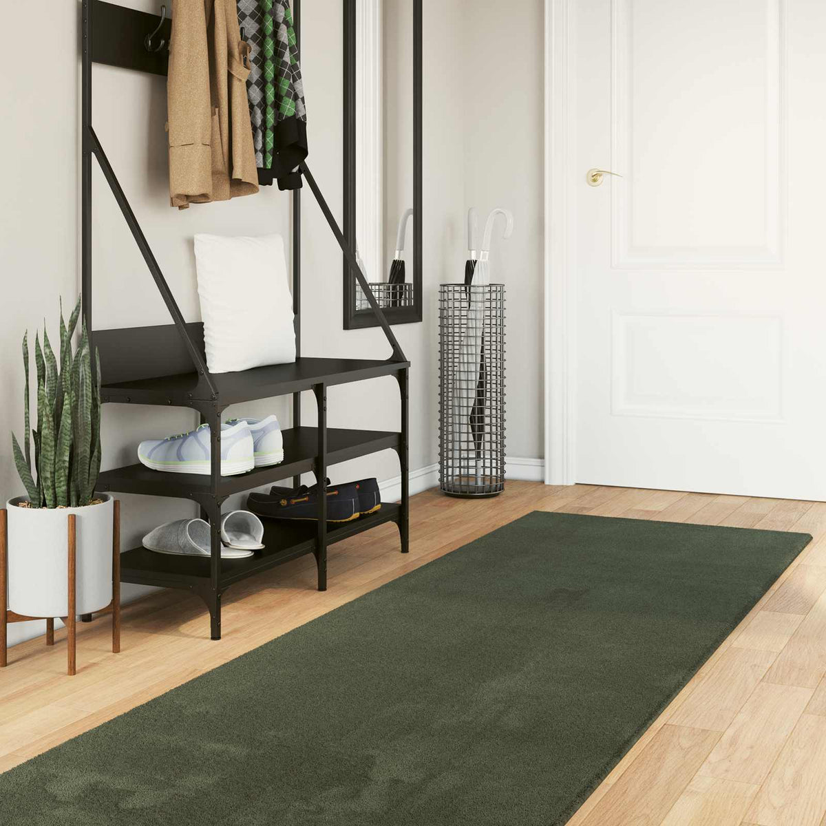 vidaXL Rug HUARTE 100% Polyester Flat Green