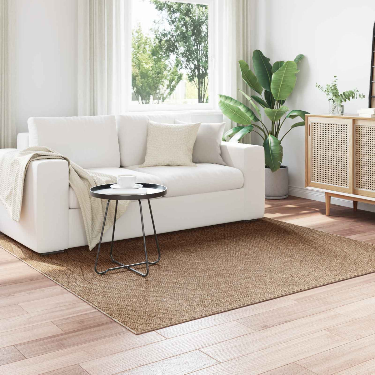 Indoor and Outdoor Rug AGIRA Natural Polyester Waveform 200 x 200 cm