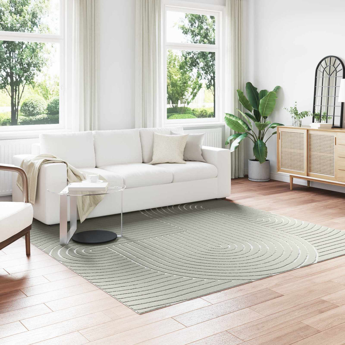 vidaXL Indoor and Outdoor Rug PALMERAS Polyester Zen Sand Green
