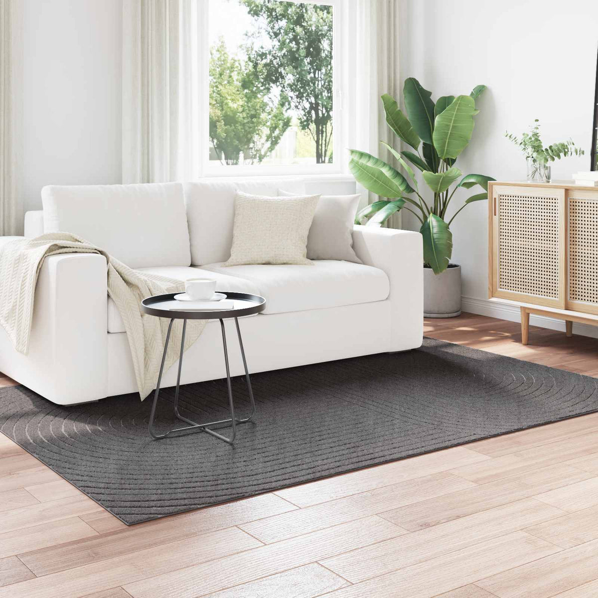 vidaXL Indoor and Outdoor Rug PALMERAS Zen Sand Anthracite