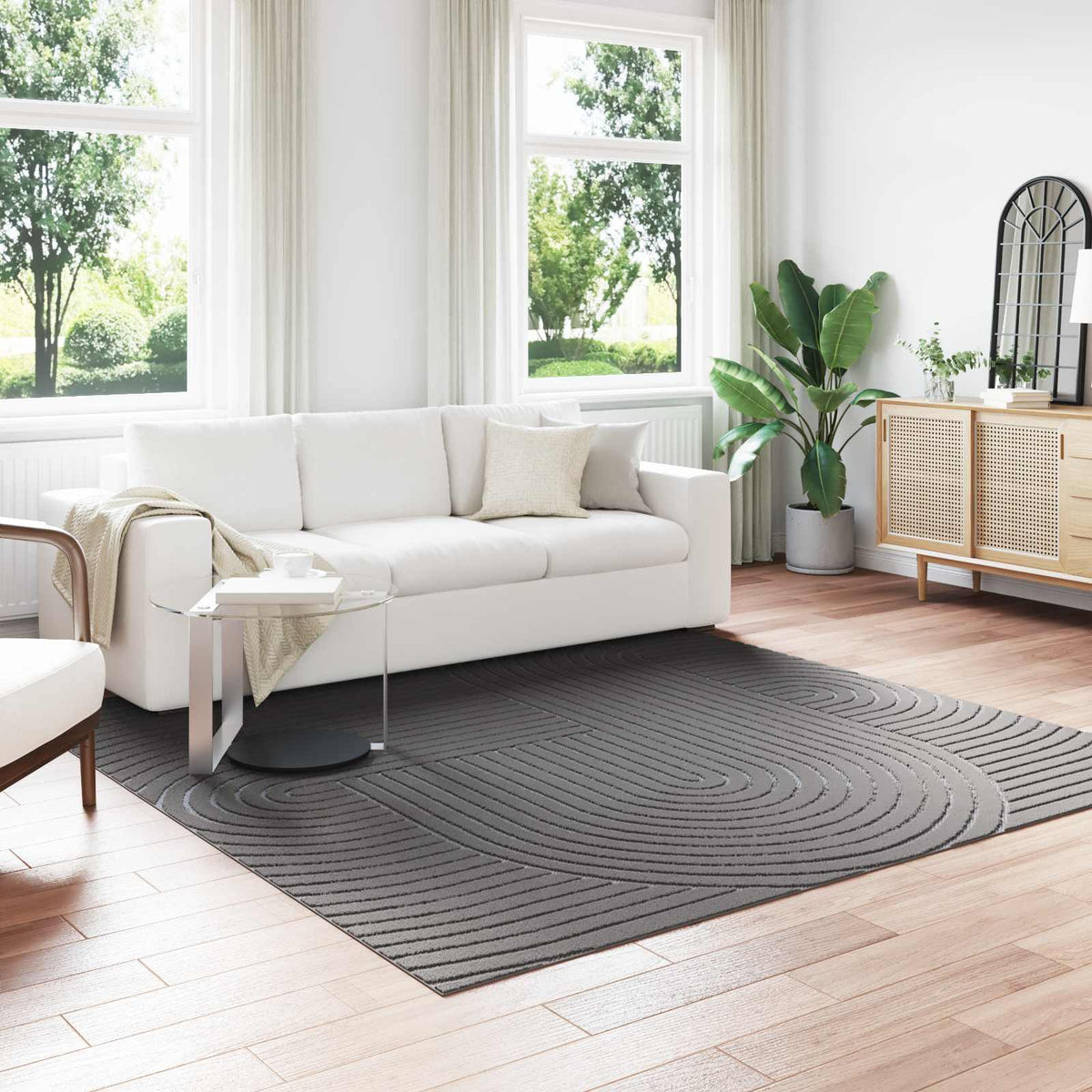 vidaXL Indoor and Outdoor Rug PALMERAS Zen Sand Anthracite