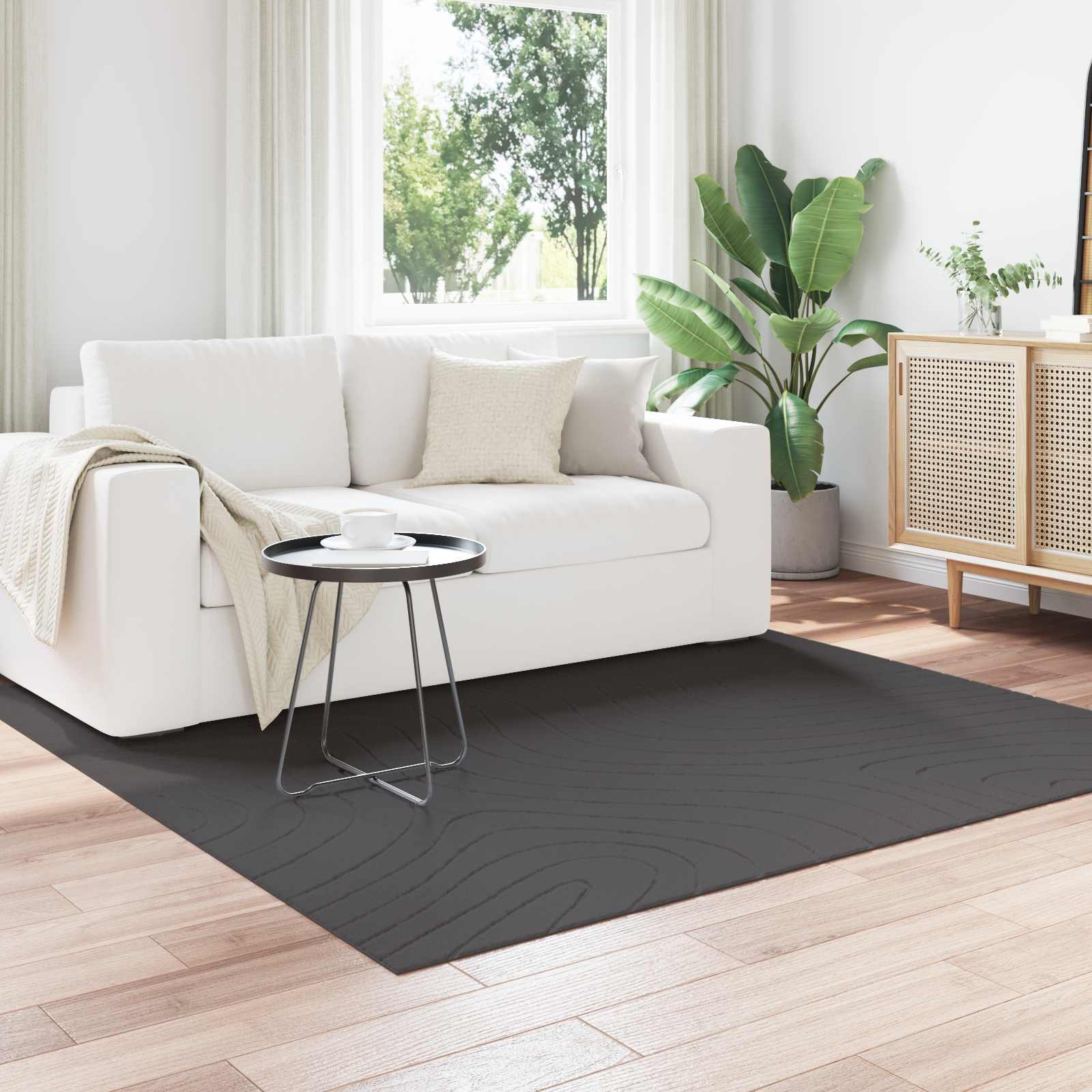 vidaXL Indoor and Outdoor Rug PALMERAS Anthracite 120 x 120 cm 1