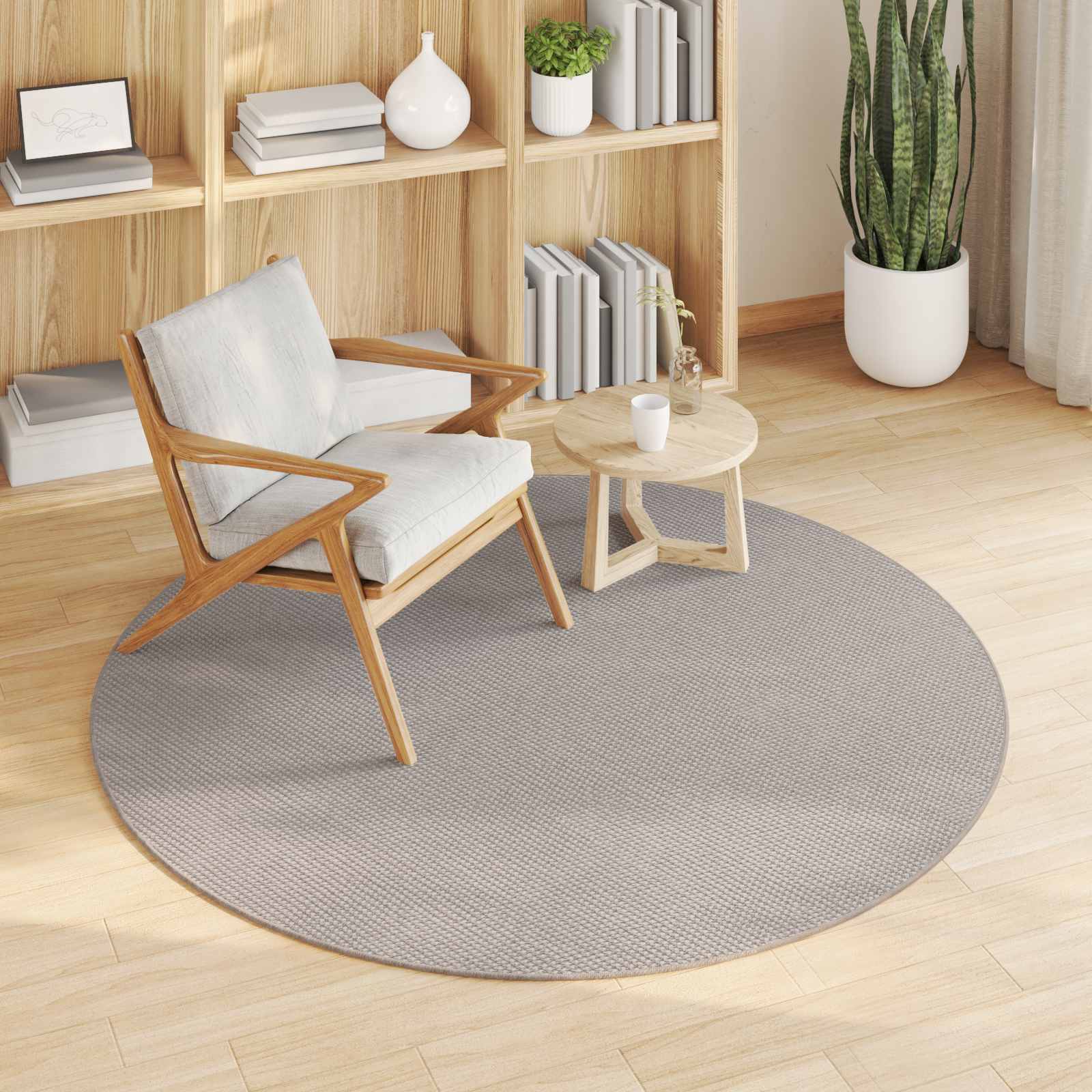 vidaXL Indoor Rug LUGO Cream and Taupe Ø 120 cm Polyester 3