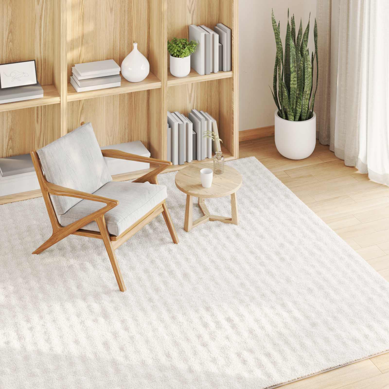 vidaXL Area Rugs Square SIROLO Cream 120 x 120 cm Polyester 3