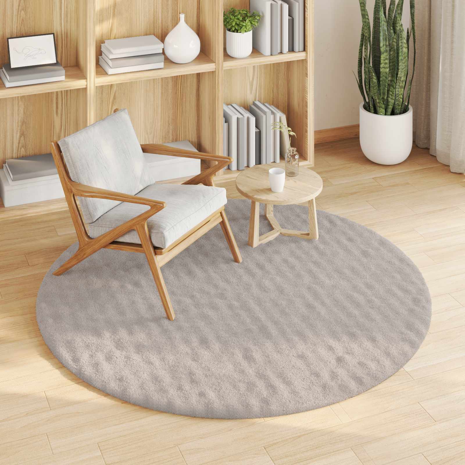 vidaXL Area Rugs Round SIROLO Sand Ø 160 CM Polyester 3