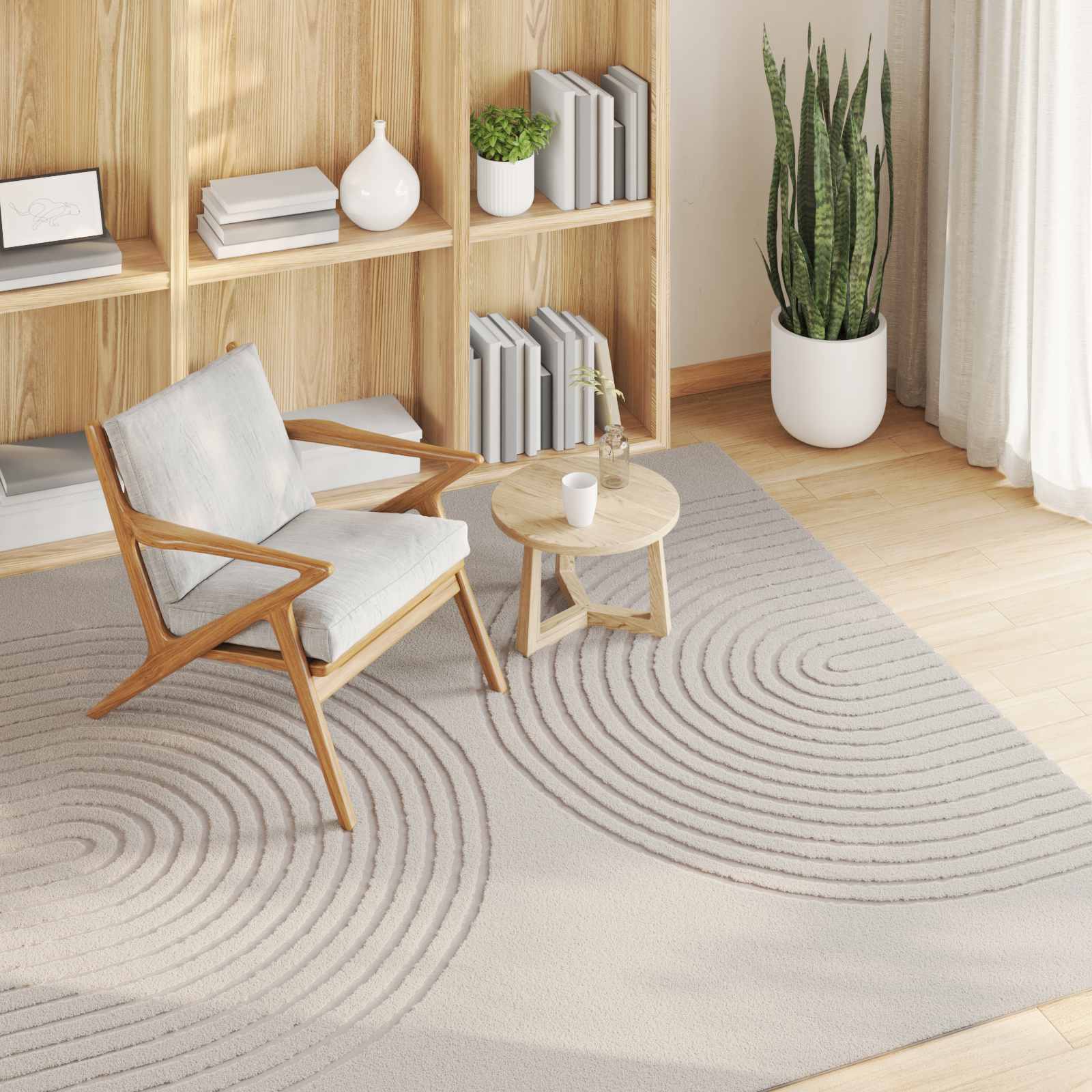 vidaXL Indoor Rug GALATI Cream 120 x 120 cm Polyester 3