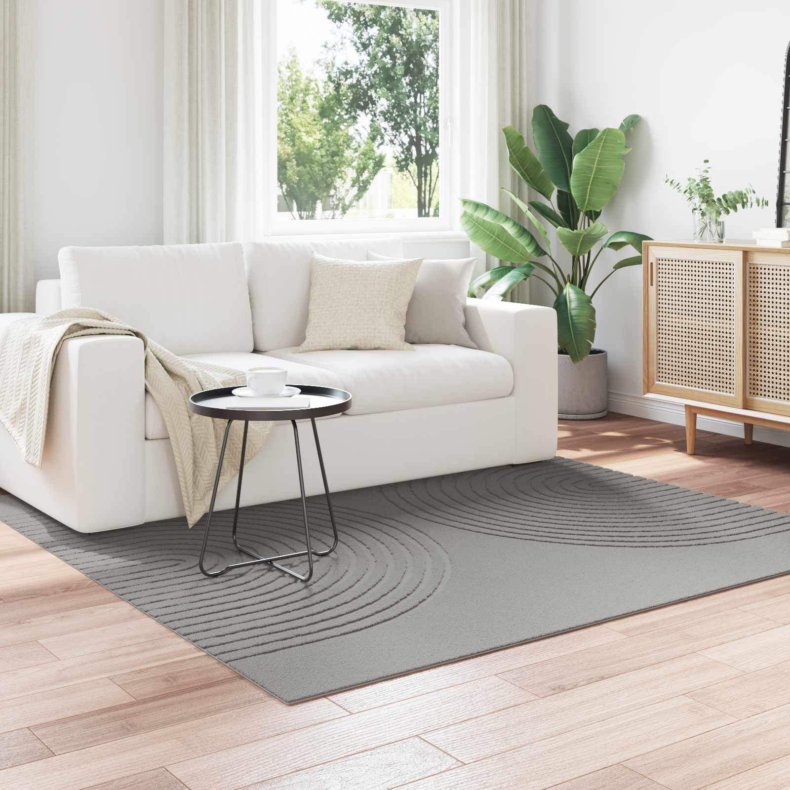 vidaXL Indoor Rug GALATI Grey 120 x 120 cm Polyester 1