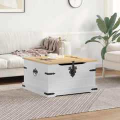 Storage Box "Corona" 78x78x45 cm Solid Wood Pine White