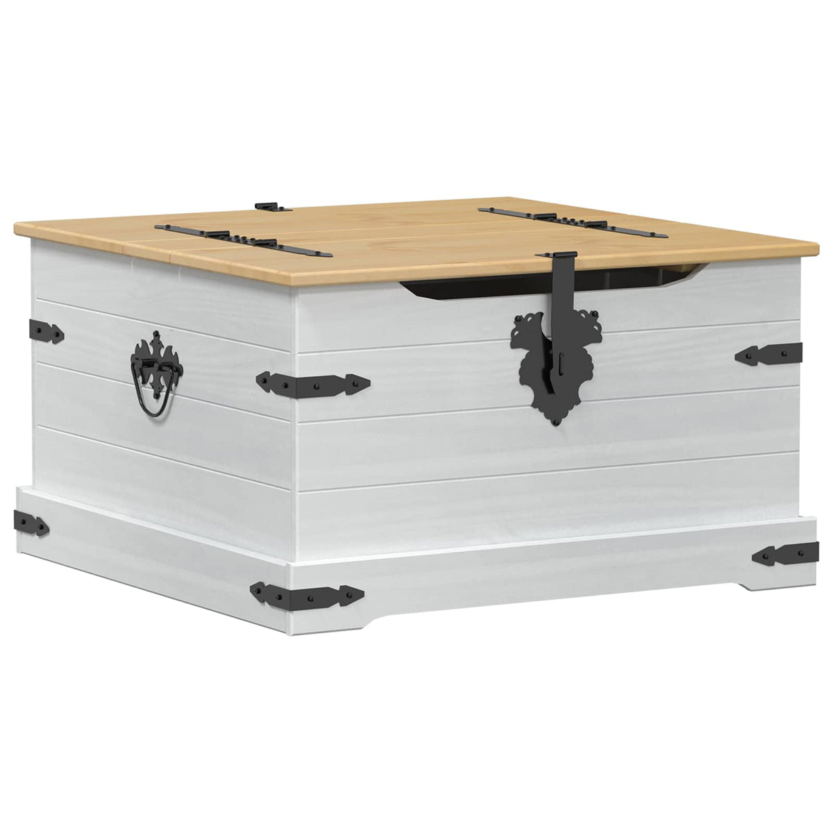 Storage Box "Corona" 78x78x45 cm Solid Wood Pine White